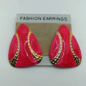 Red and Gold Stud Earrings